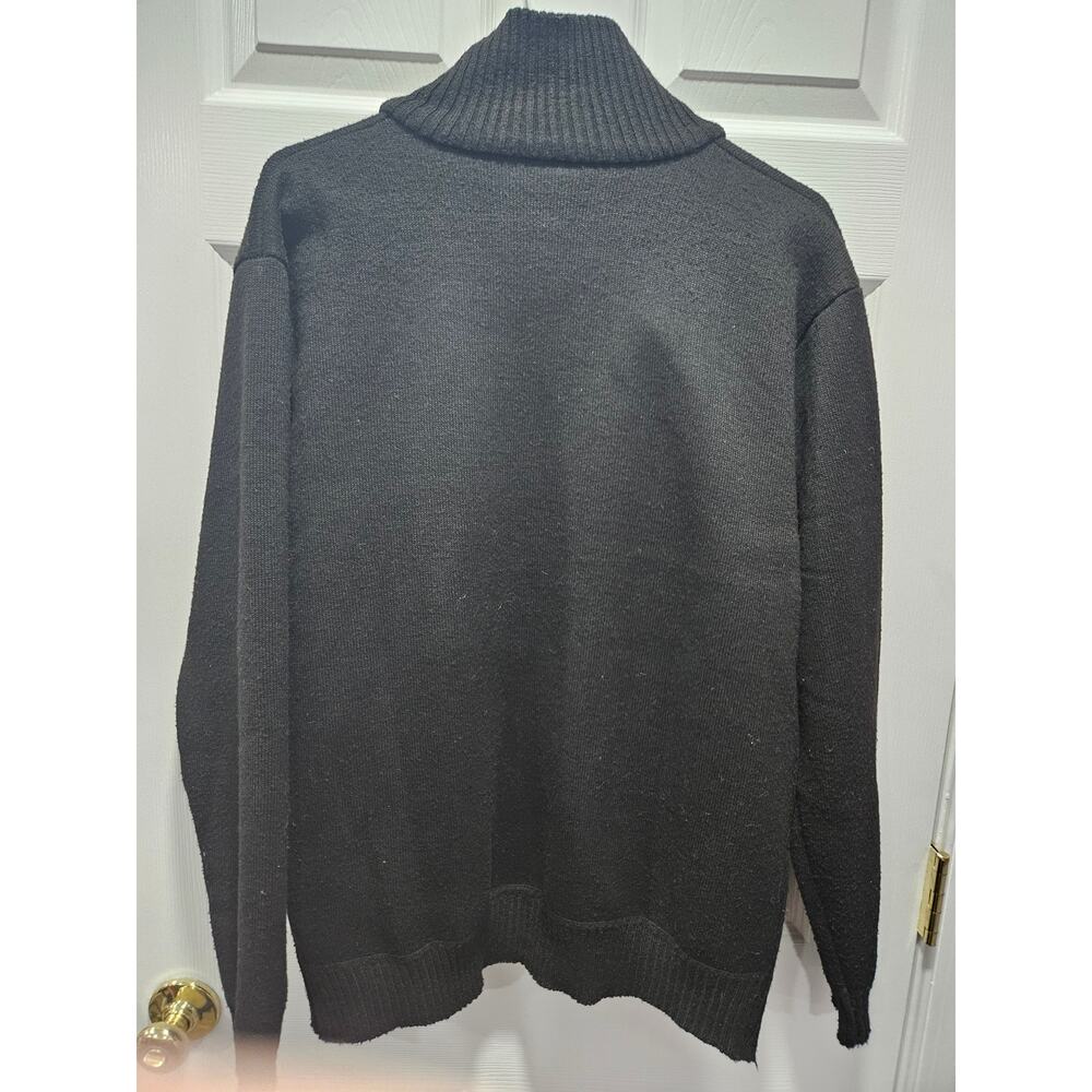 Yeokou Cashmere Wool Blend Sweater Jacket Men's Large L Black Full Zip Plaid - Picture 7 of 9